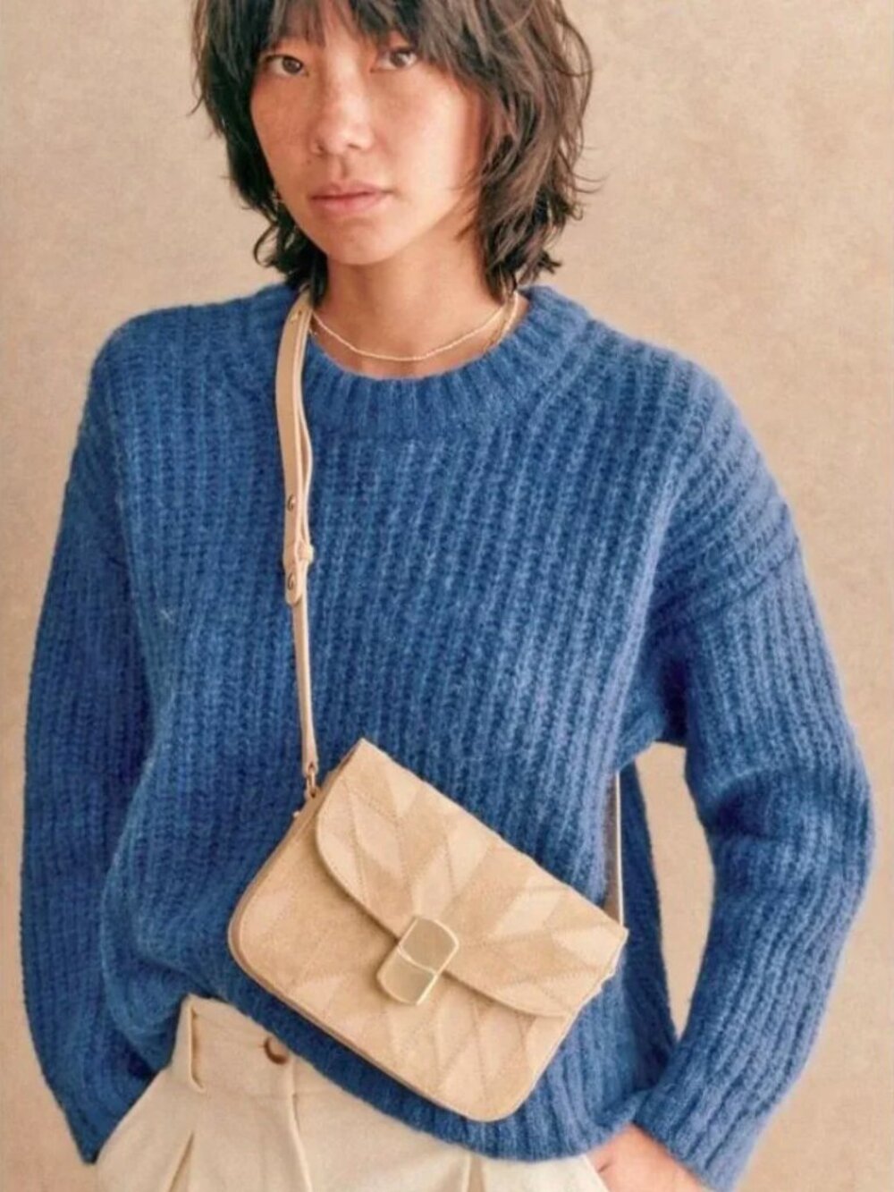 EUC Sezane Jose Alpaca Wool Oversized Sweater Azure Blue Medium